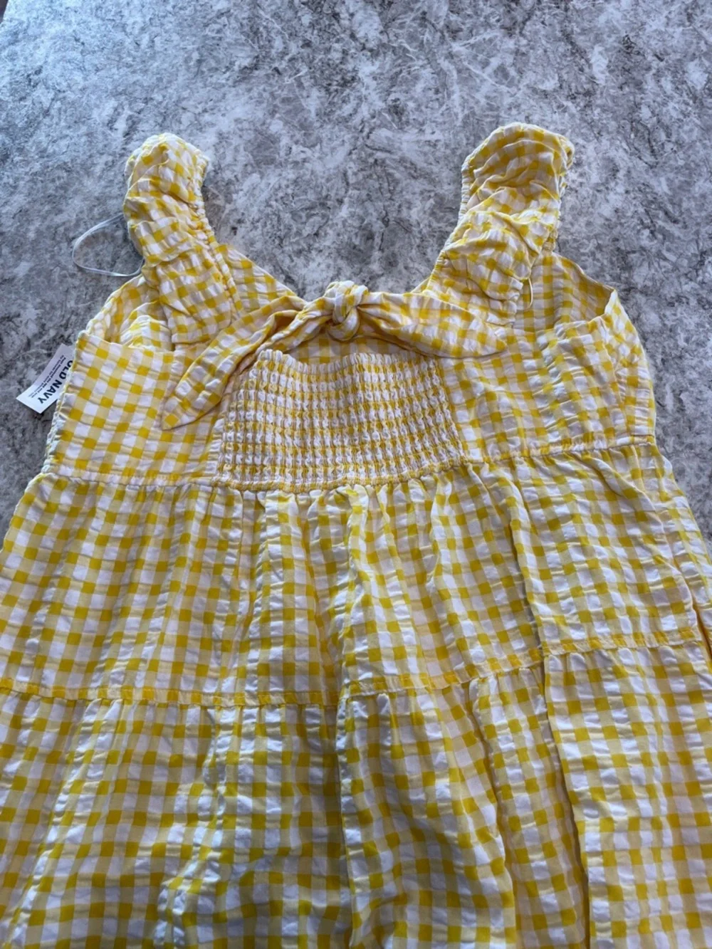 NWT Old Navy Women's Yellow Gingham Fit & Flare Tiered Seersucker Maxi Dress XL - Picture 6 of 10